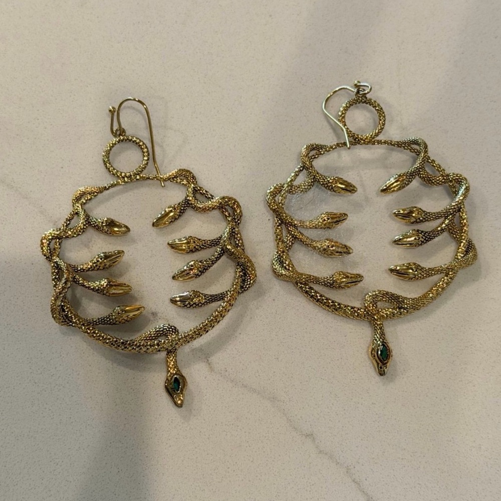 Gold Snake Hoop Earrings